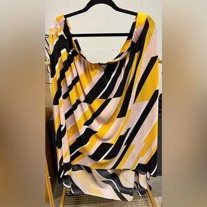 Lane Bryant NWT Multicolor Geo Textured Pleated High Low Skirt - Size 26/28